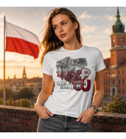 KOSZULKA DAMSKA PATRIOTYCZNI  CZEŚĆ I CHWAŁA BOCHATEROM